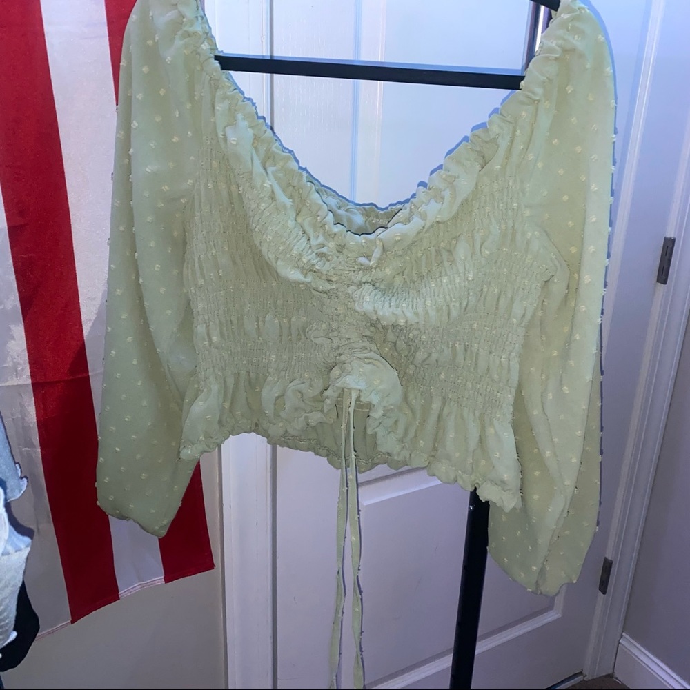 Shein long sleeve off the shoulder crop top